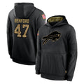 Mdoa B.Bills #47 Christian Benford Player Black Salute to Service Hoodies Hame Stitched Jerseys