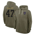 Mdoa B.Bills #47 Christian Benford Player Olive Salute to Service Hoodies Stitched Jerseys