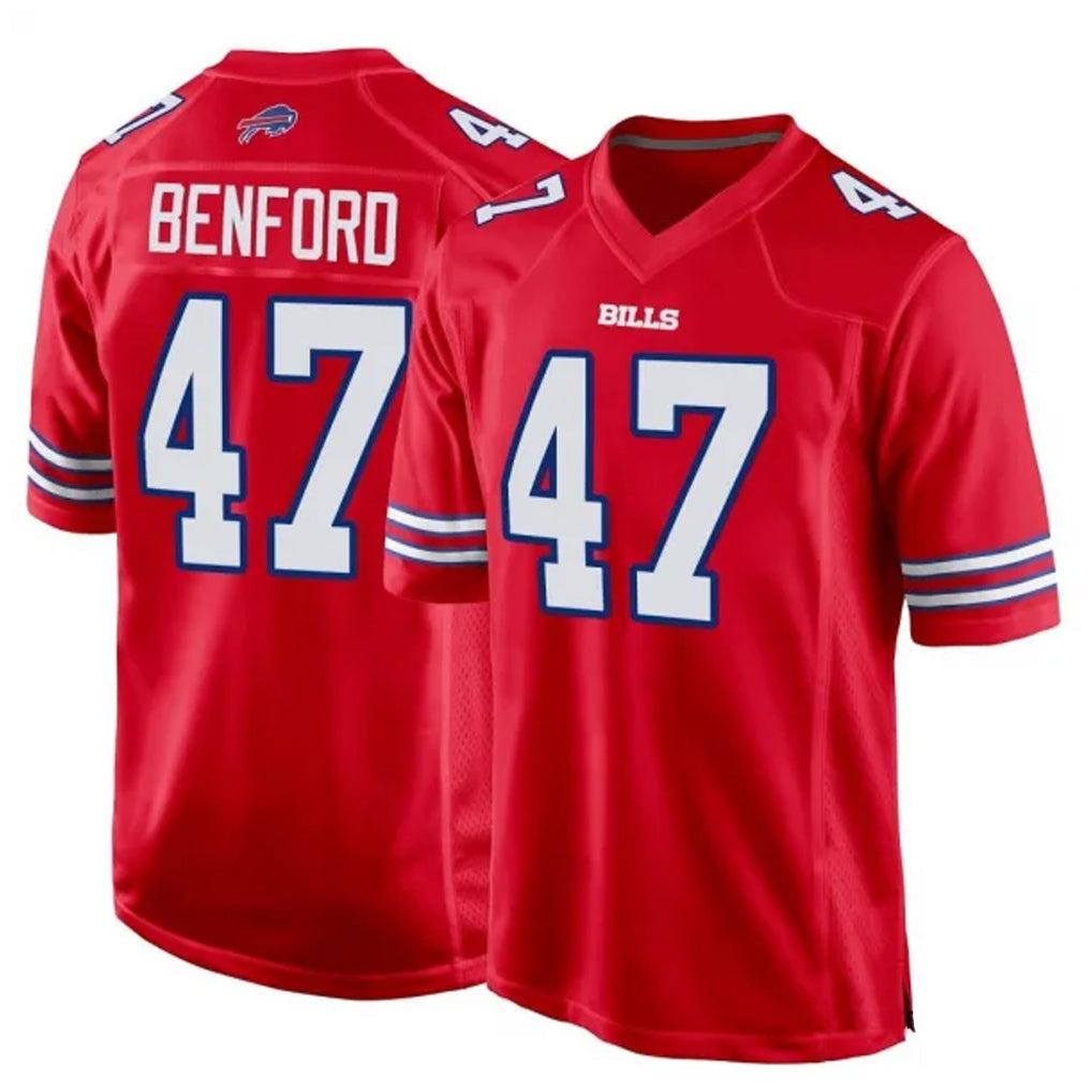 Mdoa B.Bills #47 Christian Benford Player Red Home Game Stitched Jerseys