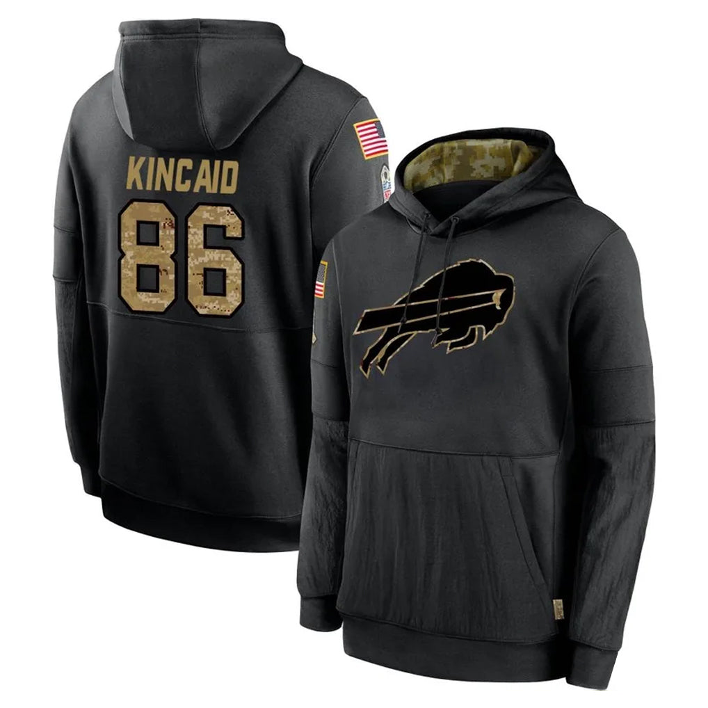 Mdoa B.Bills #86 Dalton Kincaid Player Black Salute to Service Hoodies Hame Stitched Jerseys