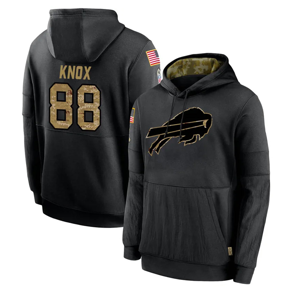 Mdoa B.Bills #88 Dawson Knox Player Black Salute to Service Hoodies Hame Stitched Jerseys