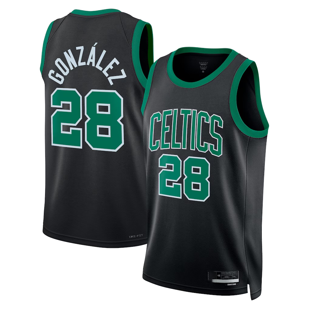 Mdoa B.Celtics #28 Hugo Gonz¨¢lez Black Swingman Jerseys - Statement Edition