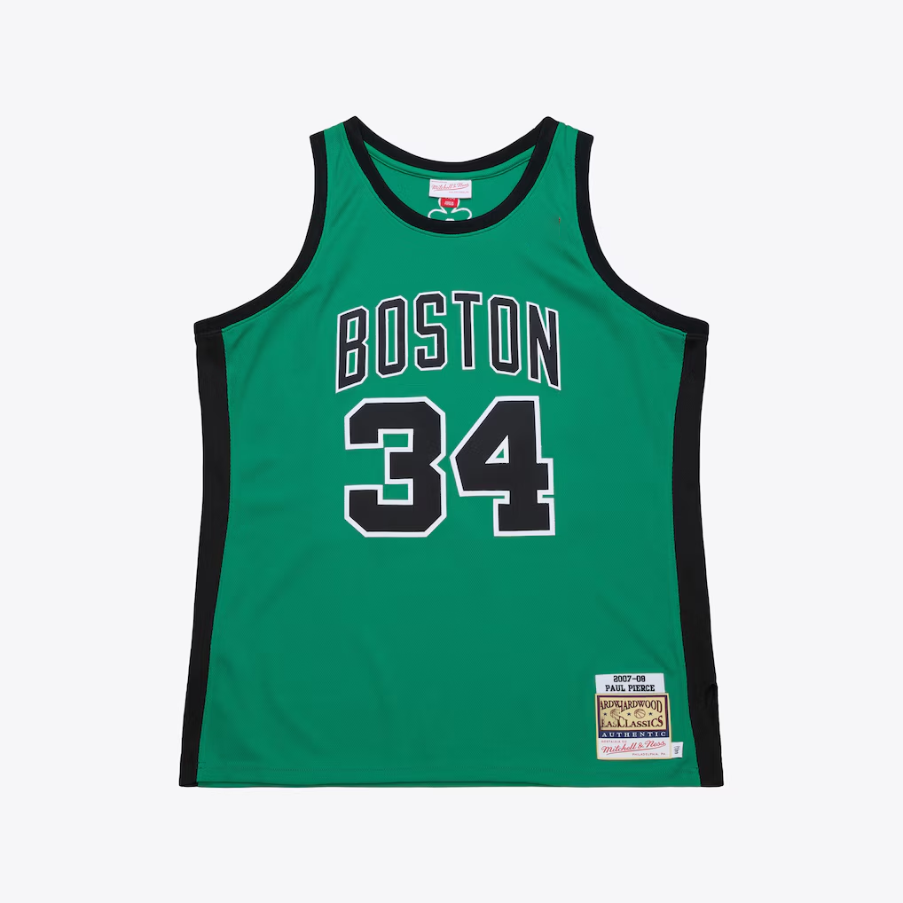 Mdoa B.Celtics #34 Paul Pierce Mitchell & Ness Kelly Green 2007-08 Hardwood Classics Authentic Jerseys