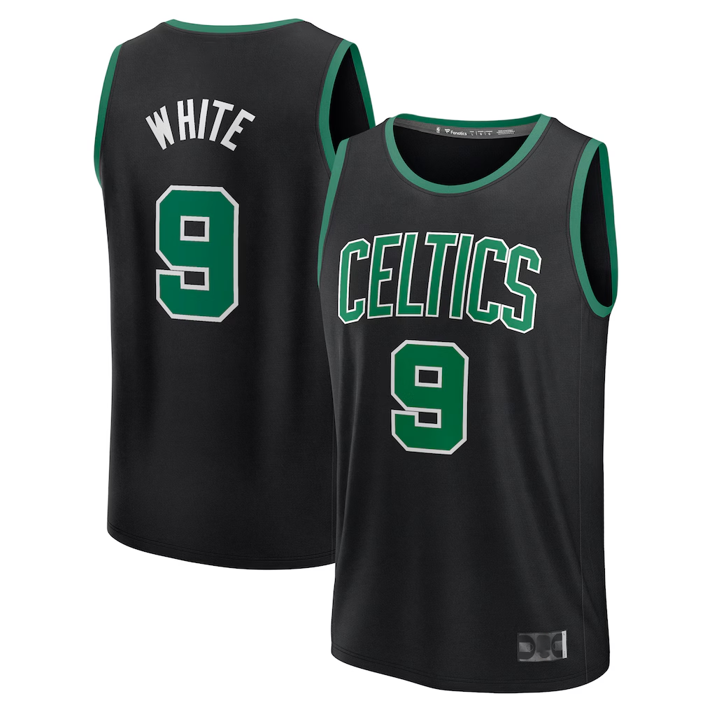 Mdoa B.Celtics #9 Derrick White  Black Fast Break Replica Player Jerseys - Statement Edition