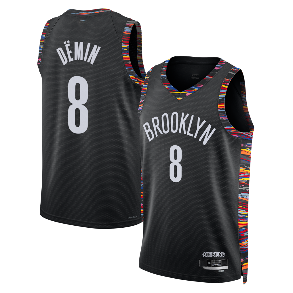 Mdoa B.Nets #8 Egor D?min Black 202526 Swingman Jerseys - City Edition