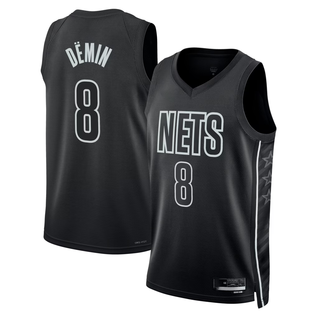 Mdoa B.Nets #8 Egor D?min  Black Swingman Jerseys - Statement Edition