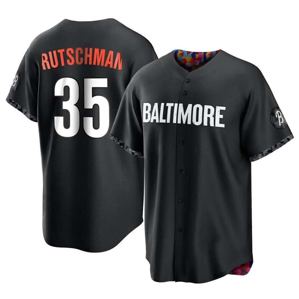 Mdoa B.Orioles #35 Adley Rutschman Black City Connect Home Game Stitched Jerseys