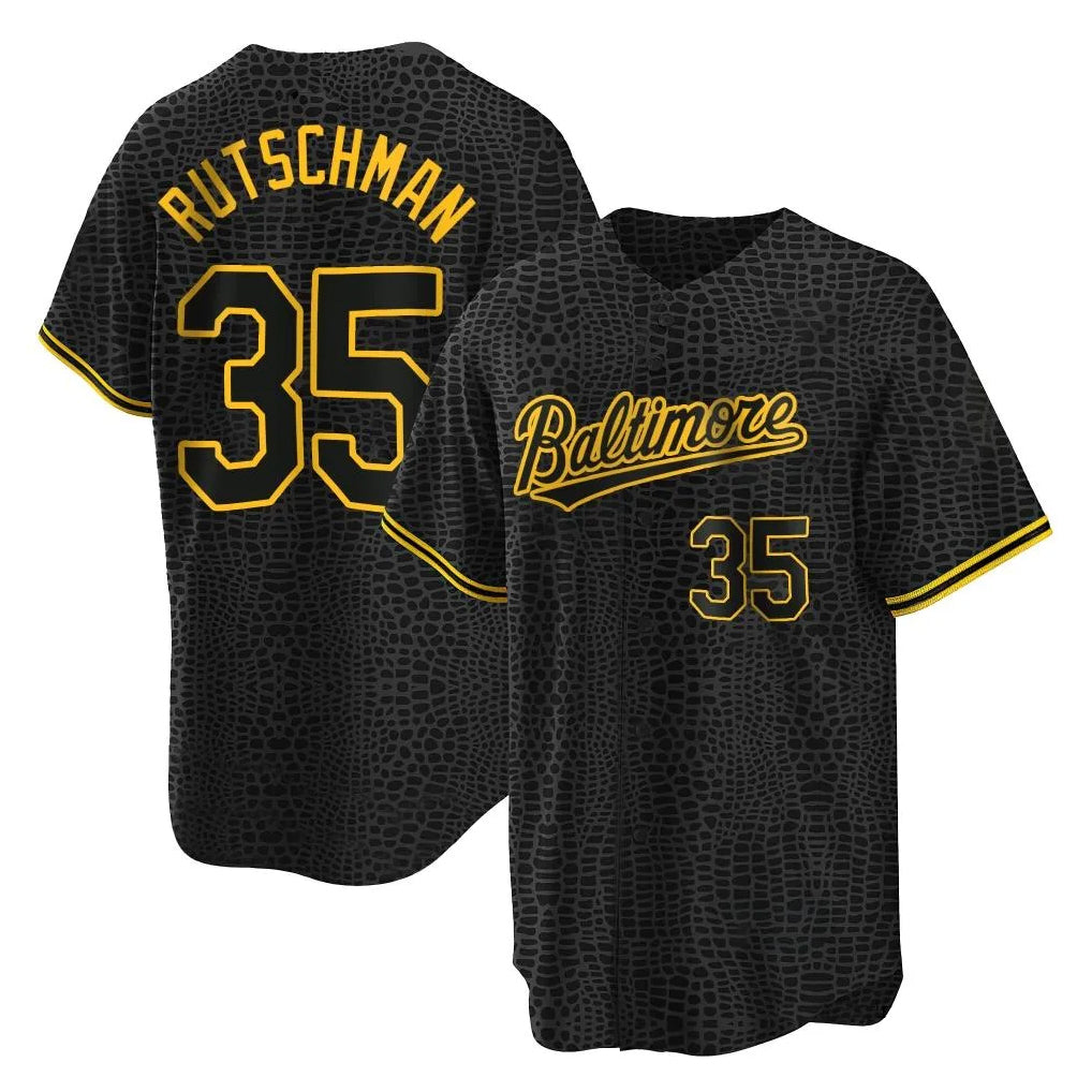 Mdoa B.Orioles #35 Adley Rutschman Player Black Snake Skin City Home Game Stitched Jerseys