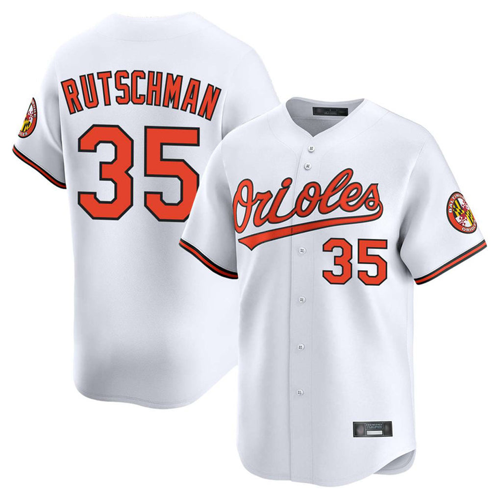 Mdoa B.Orioles #35 Adley Rutschman Player White Limited Home Game Stitched Jerseys