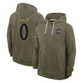 Mdoa B.Ravens #0 Roquan Smith Player Olive Salute to Service Hoodie Stitched Jerseys