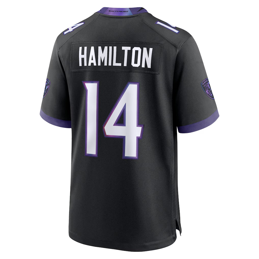 Mdoa B.Ravens #14 Kyle Hamilton Player Black Home Game Stitched Jerseys