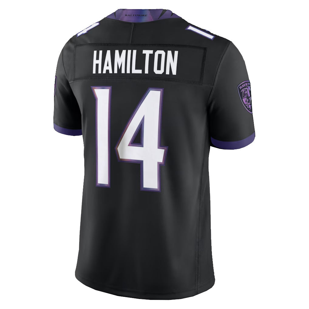 Mdoa B.Ravens #14 Kyle Hamilton Player Black Limited Elite Home Game Stitched Jerseys