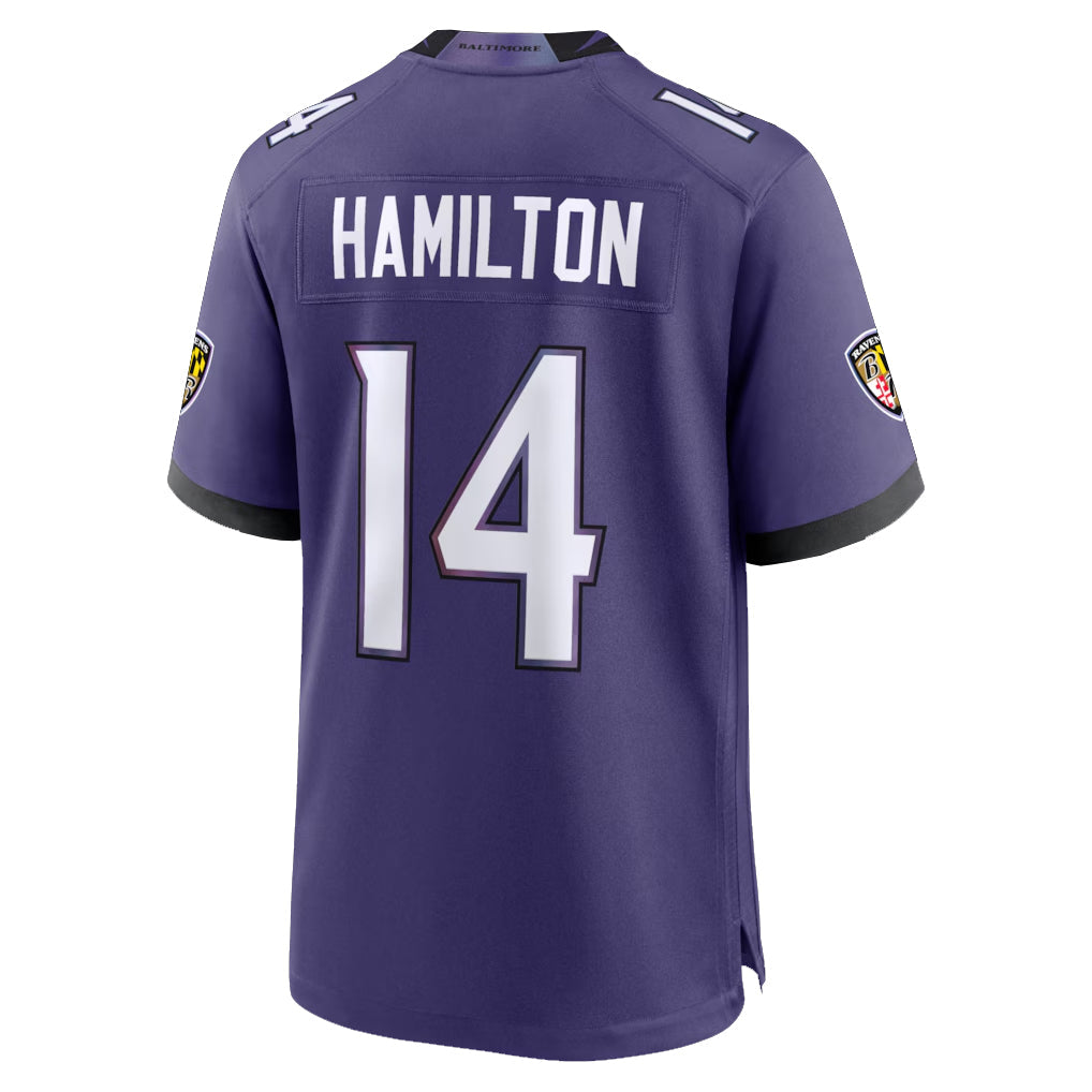 Mdoa B.Ravens #14 Kyle Hamilton Player Purple Home Game Stitched Jerseys