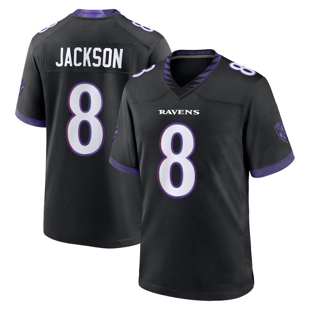 Mdoa B.Ravens #8 Lamar Jackson Player Black Home Game Stitched Jerseys