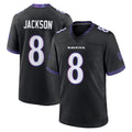 Mdoa B.Ravens #8 Lamar Jackson Player Black Home Game Stitched Jerseys