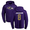 Mdoa B.Ravens #8 Lamar Jackson Player Purple Salute to Service Pullover Hoodie Stitched Jerseys