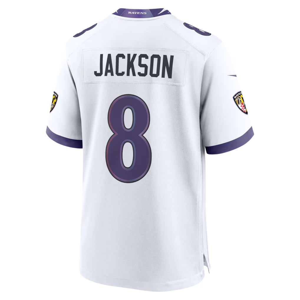 Mdoa B.Ravens #8 Lamar Jackson White Game Stitched Jerseys