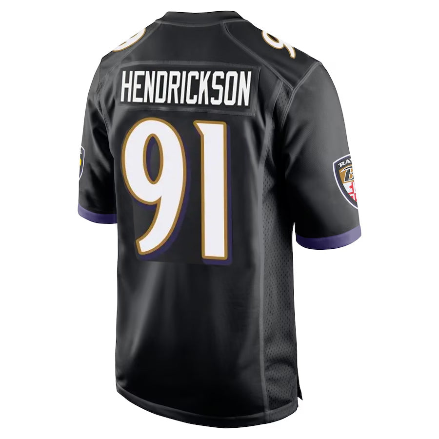 Mdoa B.Ravens #91 Trey Hendrickson Player Black Alternate Home Game Stitched Jerseys