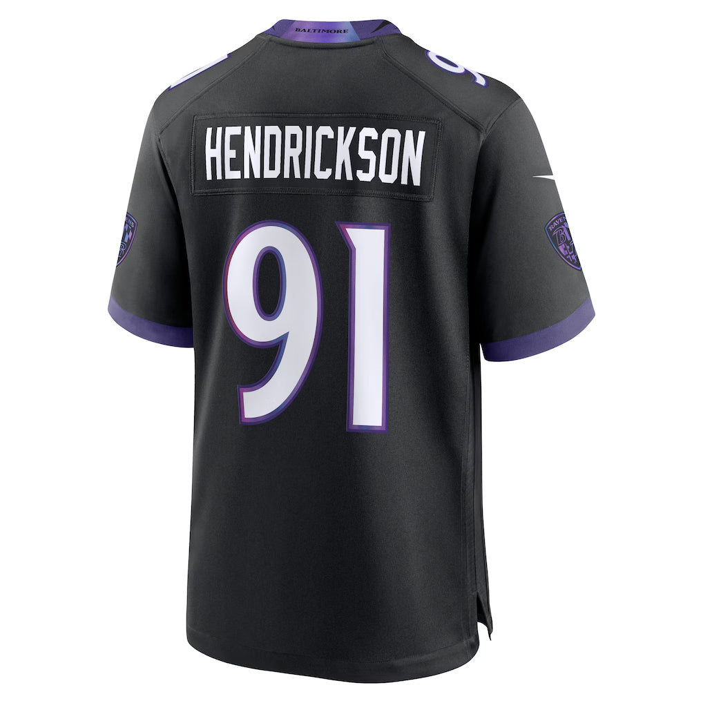Mdoa B.Ravens #91 Trey Hendrickson Player Black Home Game Stitched Jerseys