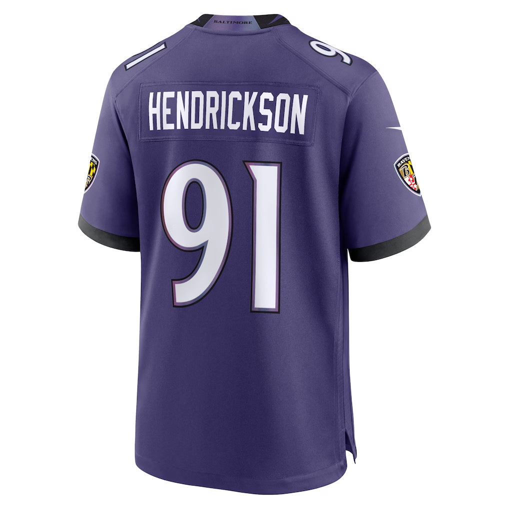 Mdoa B.Ravens #91 Trey Hendrickson Player Purple Home Game Stitched Jerseys