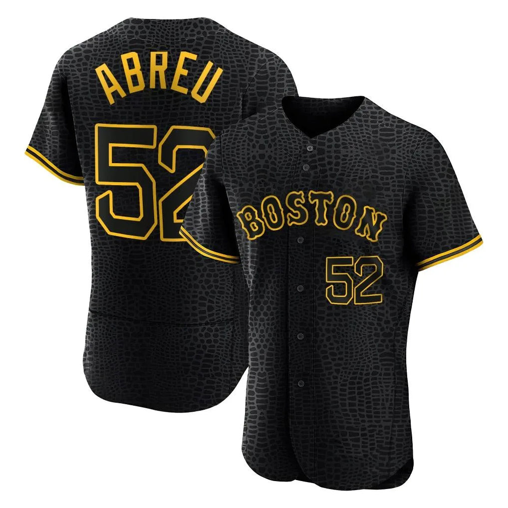 Mdoa B.Red Sox #52 Wilyer Abreu Player Black Snake Skin City Limited Elite Home Stitched Jerseys