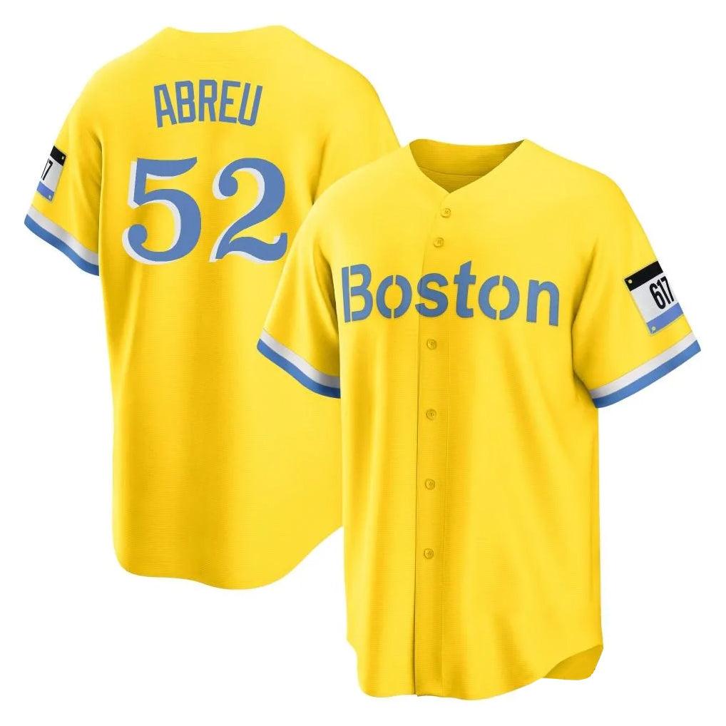 Mdoa B.Red Sox #52 Wilyer Abreu Player Yellow Home Game Stitched Jerseys