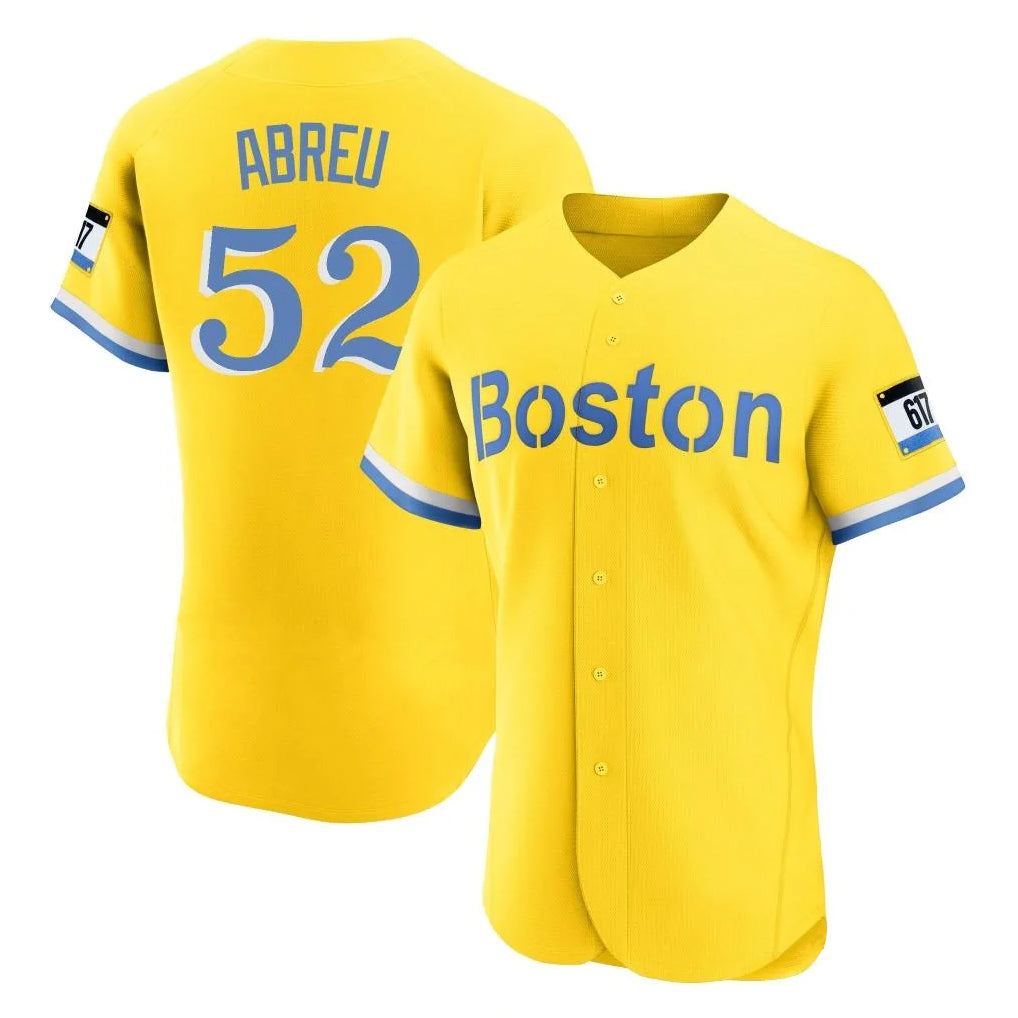 Mdoa B.Red Sox #52 Wilyer Abreu Player Yellow Limited Elite Home Game Stitched Jerseys