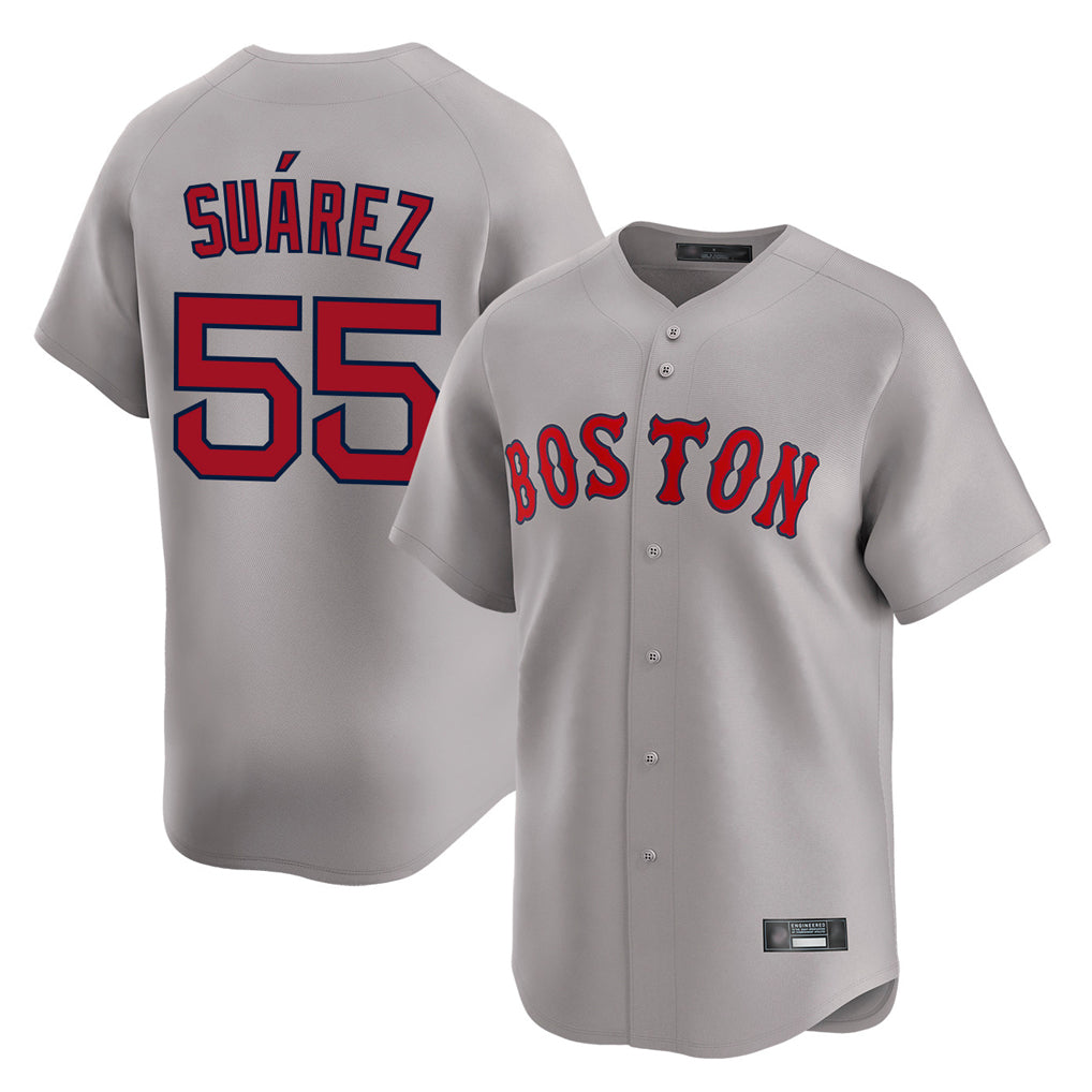 Mdoa B.Red Sox #55 Ranger Su¡§¡érez Player Gray Road Limited Home Game Stitched Jerseys