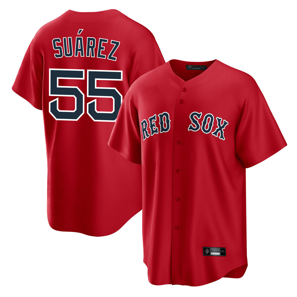 Mdoa B.Red Sox #55 Ranger Su¡§¡érez Player Red Home Game Stitched Jerseys