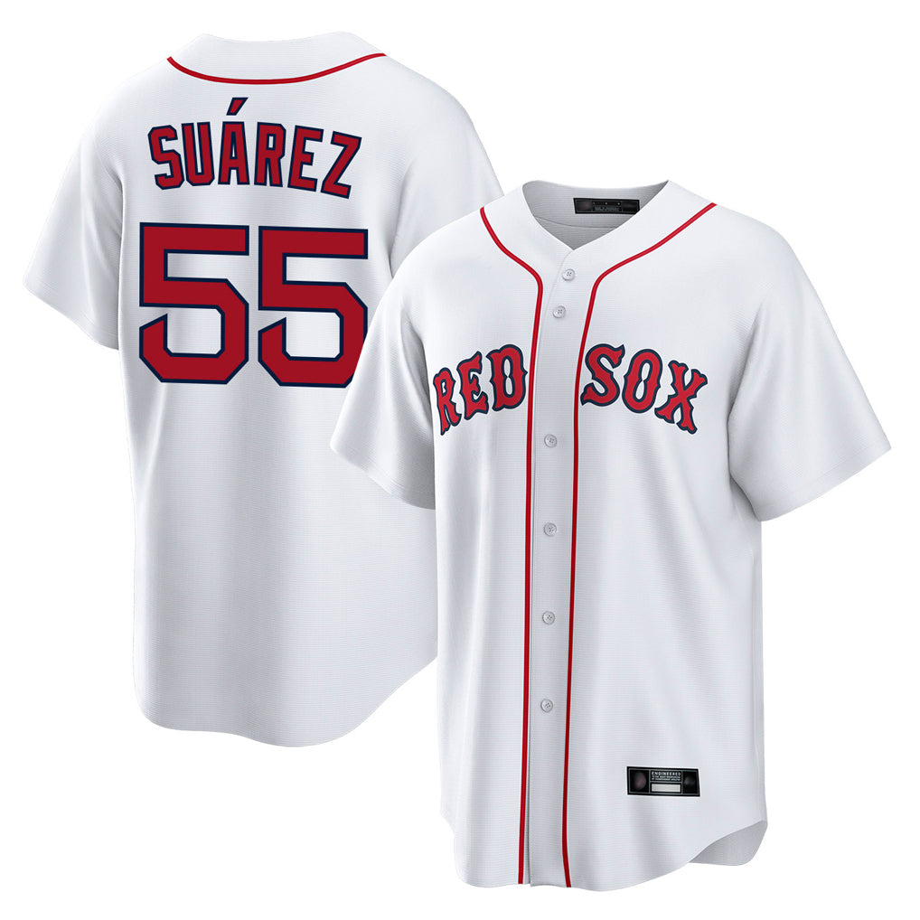 Mdoa B.Red Sox #55 Ranger Su¡§¡érez Player White Home Game Stitched Jerseys