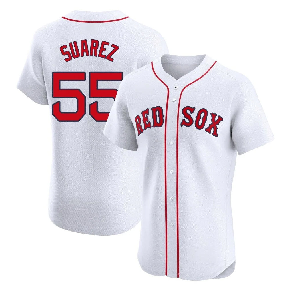Mdoa B.Red Sox #55 Ranger Su¡§¡érez Player White Limited Elite Home Game Stitched Jerseys