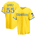 Mdoa B.Red Sox #55 Ranger Su¡§¡érez Player Yellow Home Game Stitched Jerseys