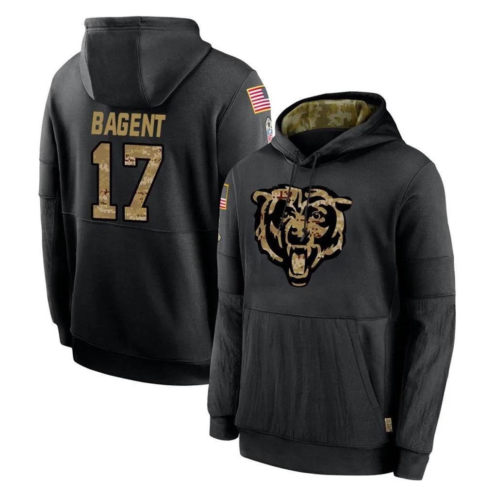 Mdoa C.Bears #17 Tyson Bagent Player Black Salute to Service Pullover Hoodies Limited Stitched Jerseys