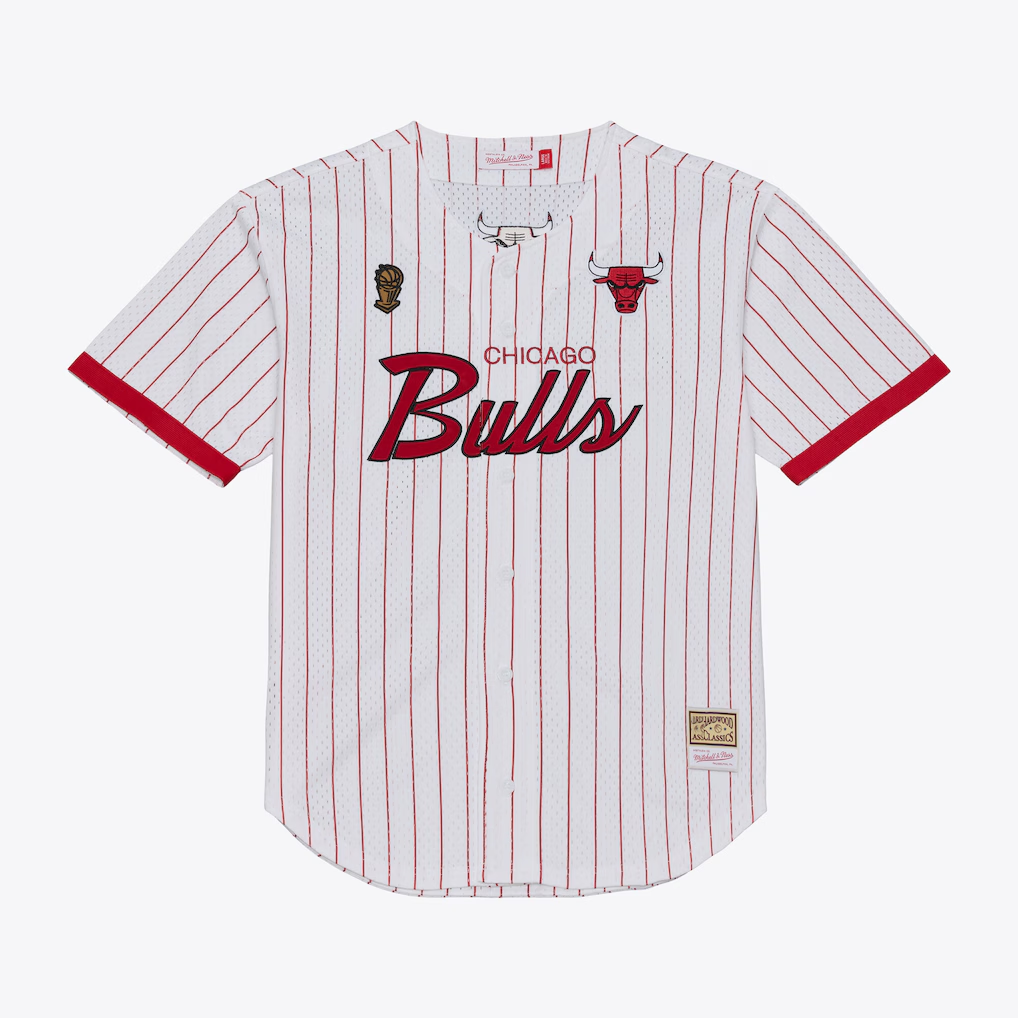 Mdoa C.Bulls Mitchell & Ness White Head Coach Pinstripe Mesh Full-Button Baseball Jerseys