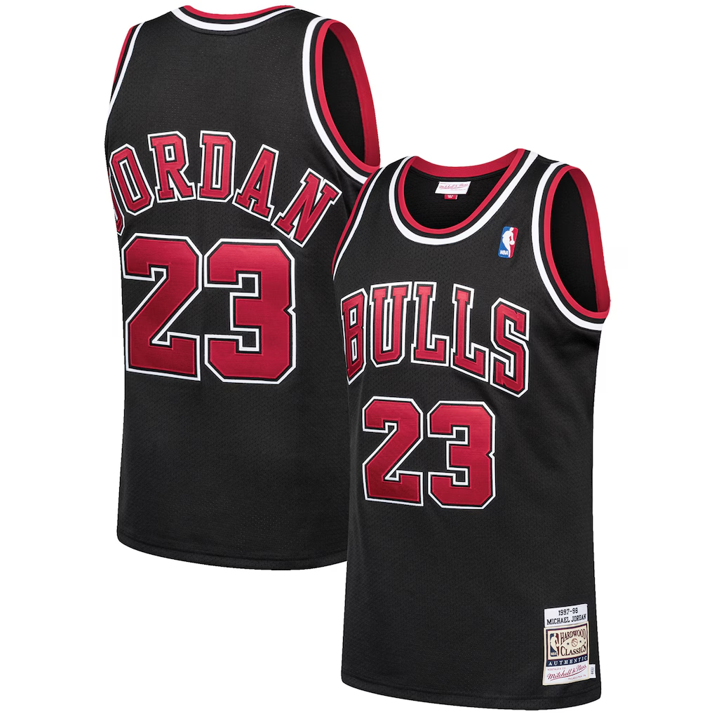 Mdoa C.Bulls #23 Michael Jordan Mitchell & Ness Black 1997-98 Hardwood Classics Authentic Jerseys