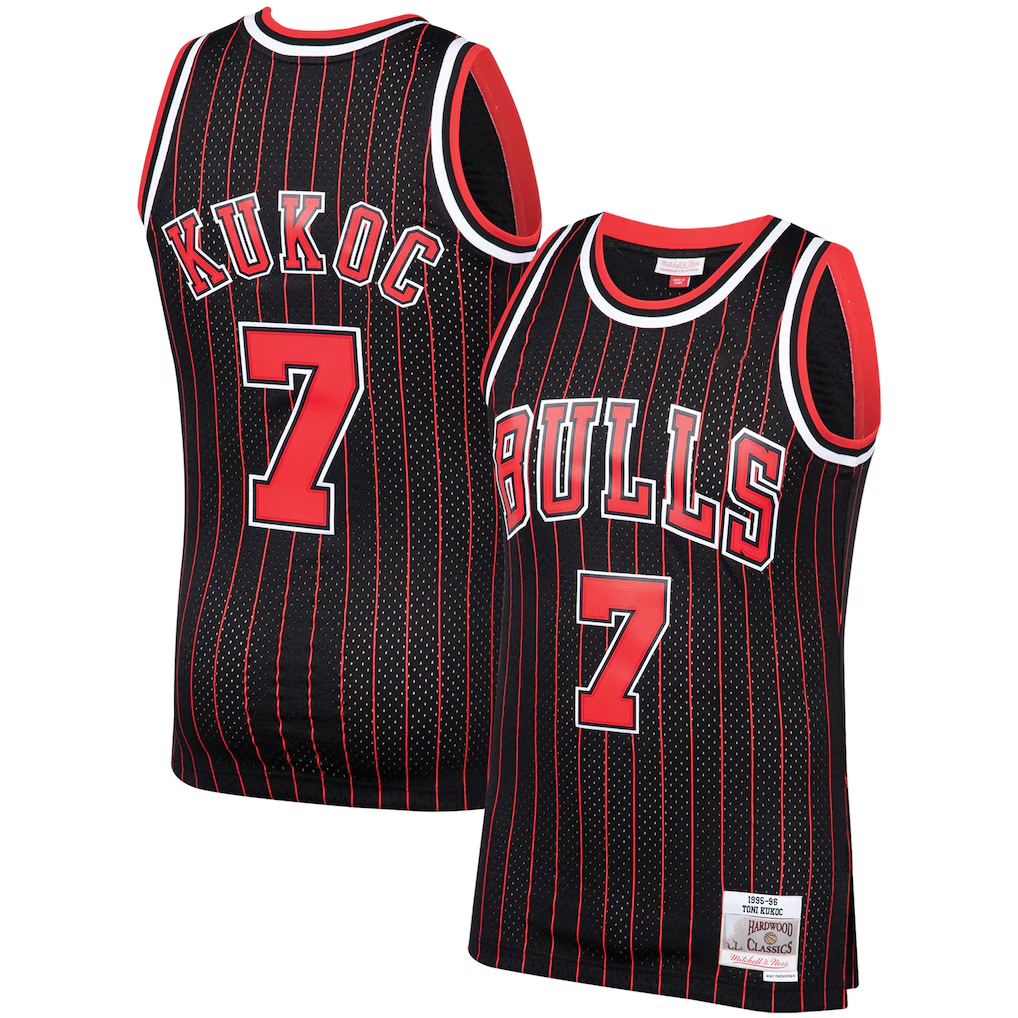 Mdoa C.Bulls #7 Toni Kukoc Mitchell & Ness Black 199596 Hardwood Classics Swingman Jerseys