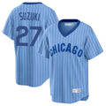 Mdoa C.Cubs #27 Seiya Suzuki Player Blue T-shirt Cooperstown Collection Limited Stitched Jerseys