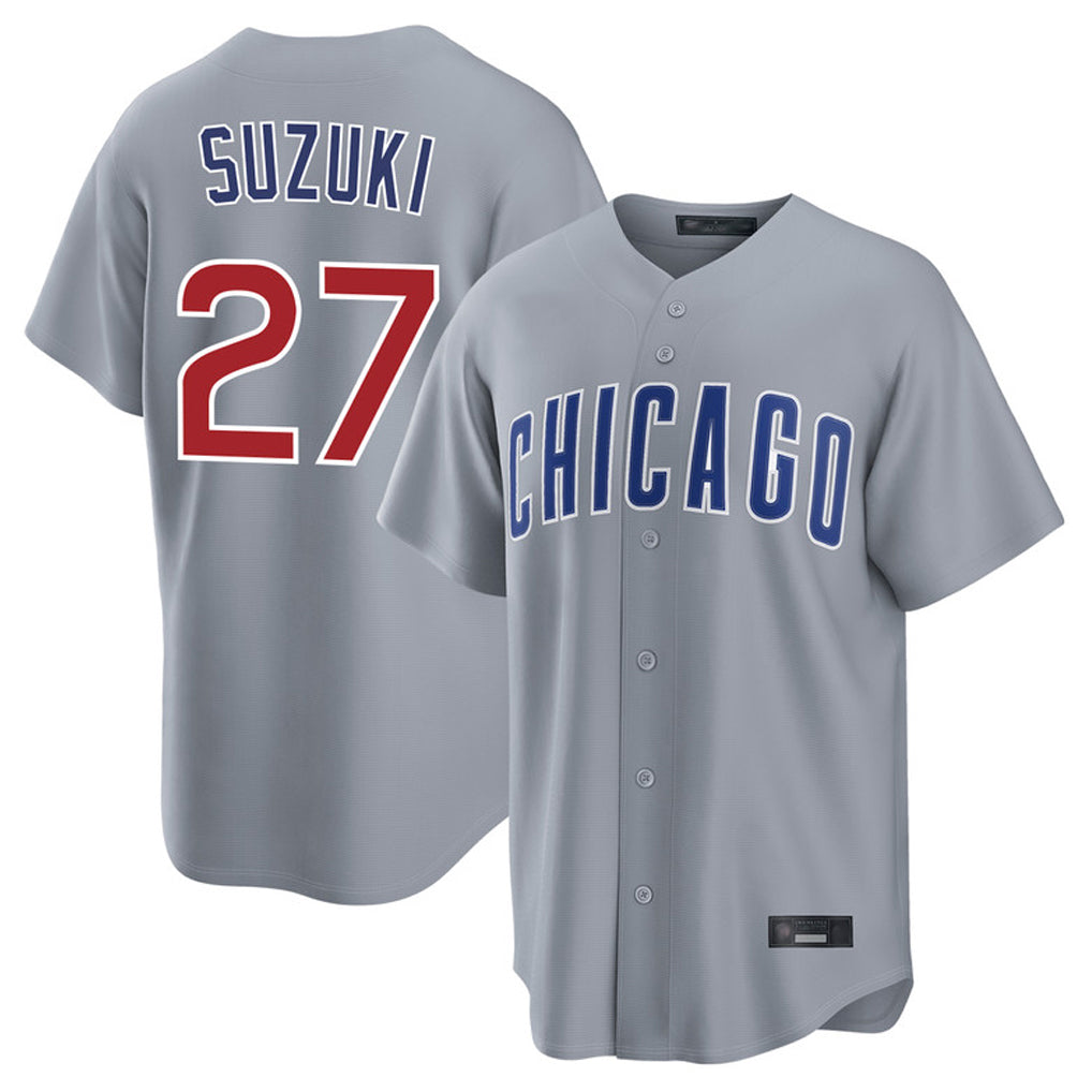 Mdoa C.Cubs #27 Seiya Suzuki Player Gray Home Game Stitched Jerseys