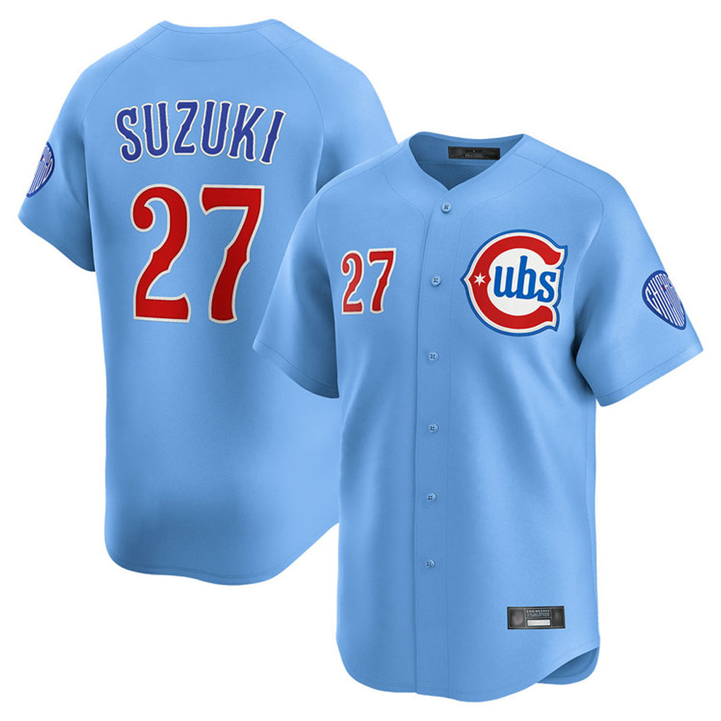 Mdoa C.Cubs #27 Seiya Suzuki Player Light Blue Limited Home Stitched Jerseys