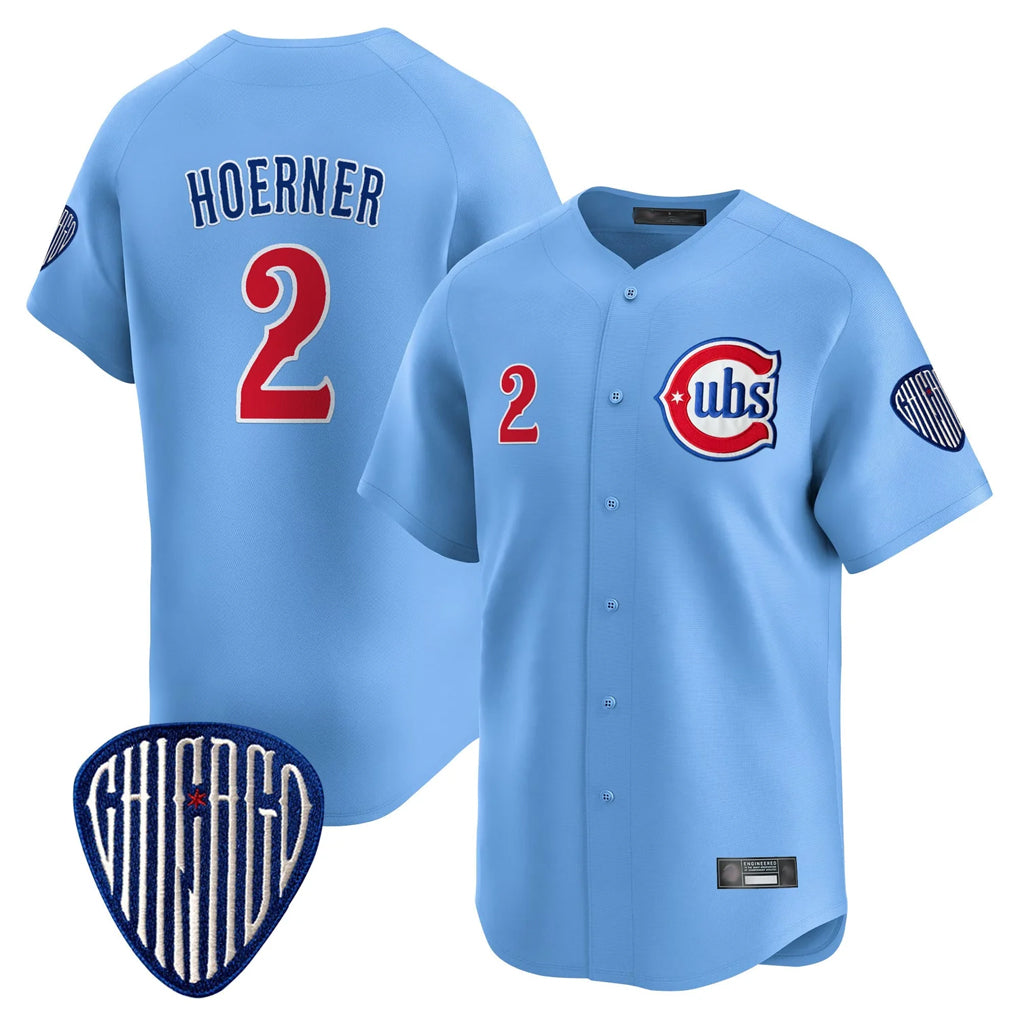 Mdoa C.Cubs #2 Nico Hoerner Player Blue Vapor Premier Limited Home Stitched Jerseys