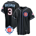 Mdoa C.Cubs #3 Alex Bregman Black Fashion Out 150th Anniversary Game Stitched Jerseys