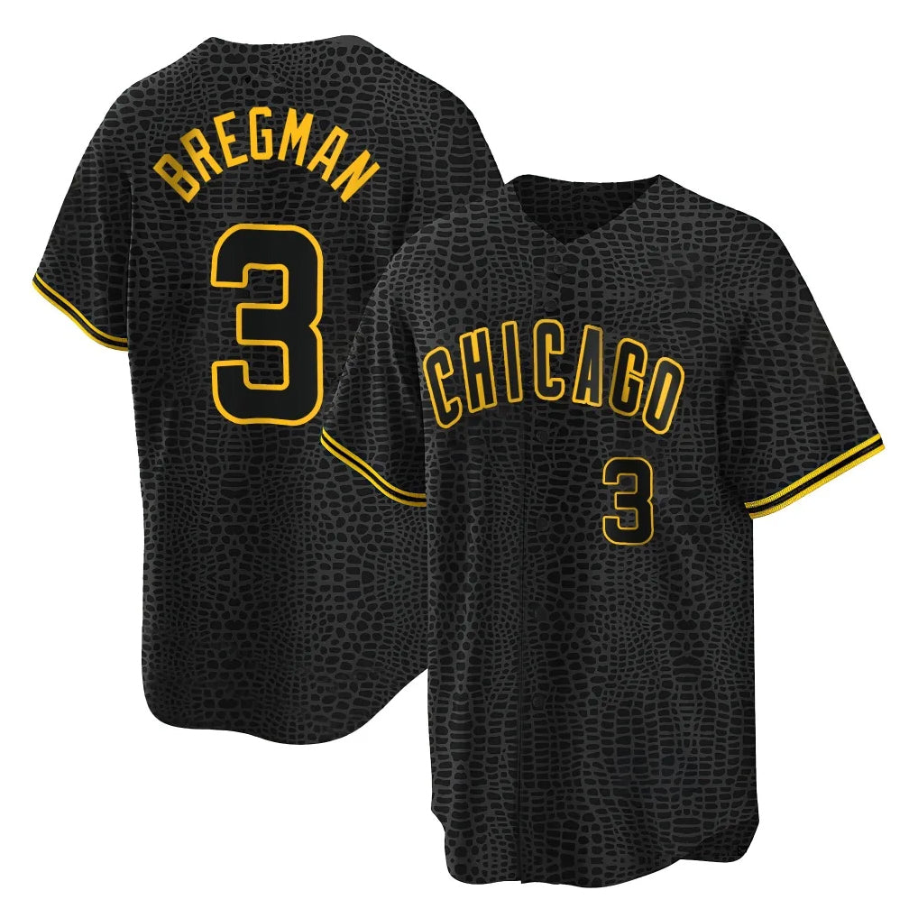 Mdoa C.Cubs #3 Alex Bregman Black Snake Skin City Game Stitched Jerseys