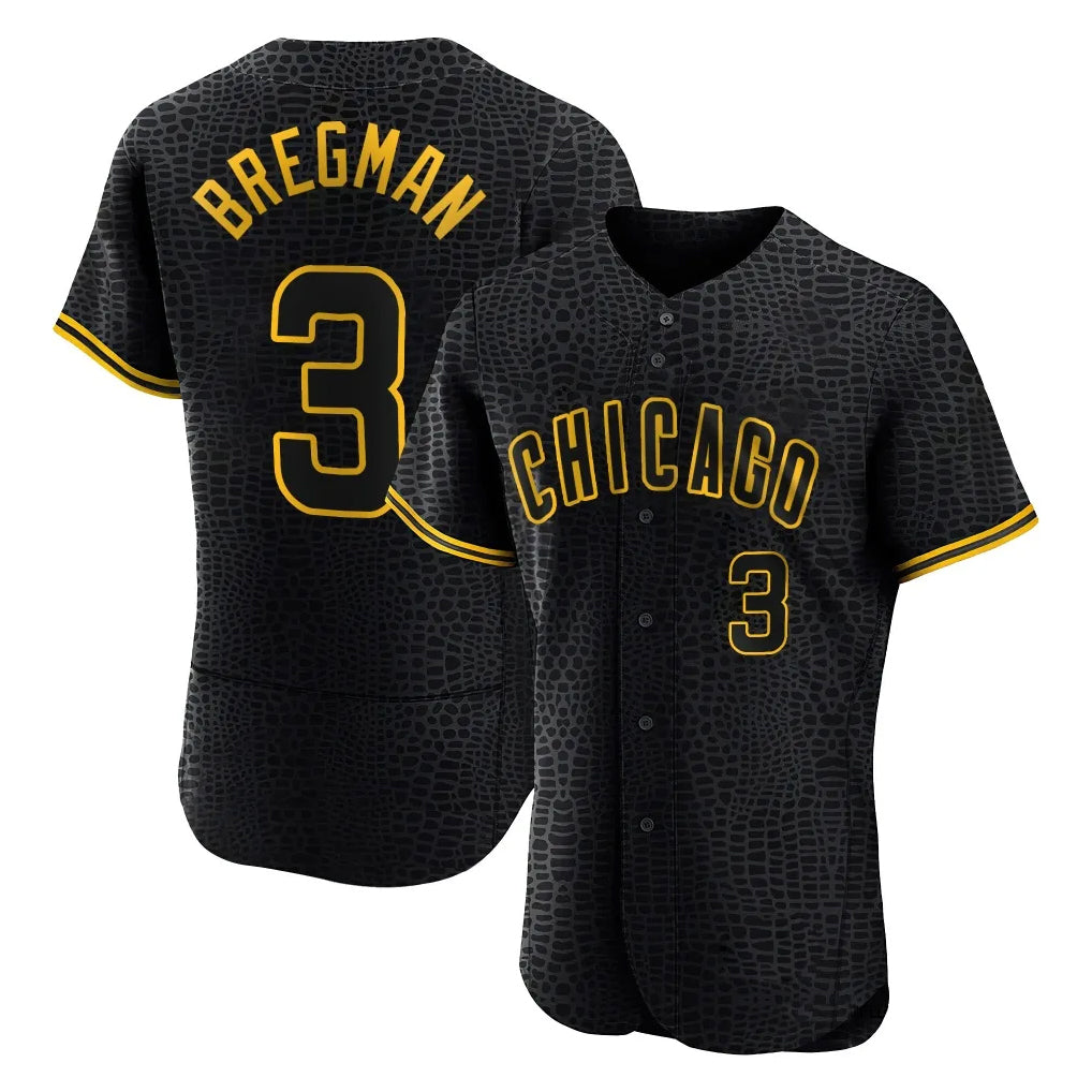 Mdoa C.Cubs #3 Alex Bregman Black Snake Skin City Limited Elite Home Game Stitched Jerseys