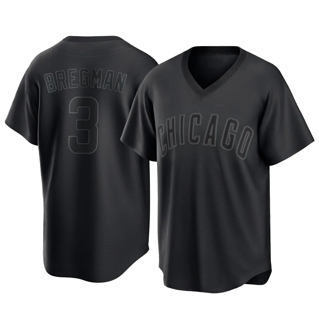 Mdoa C.Cubs #3 Alex Bregman Black T-shirt Home Game Stitched Jerseys