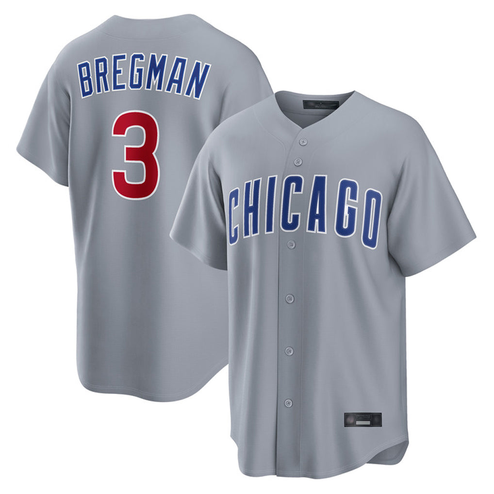Mdoa C.Cubs #3 Alex Bregman Gray Home Game Stitched Jerseys