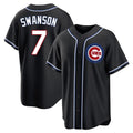 Mdoa C.Cubs #7 Dansby Swanson Player Black Fashion Out Game Stitched Jerseys