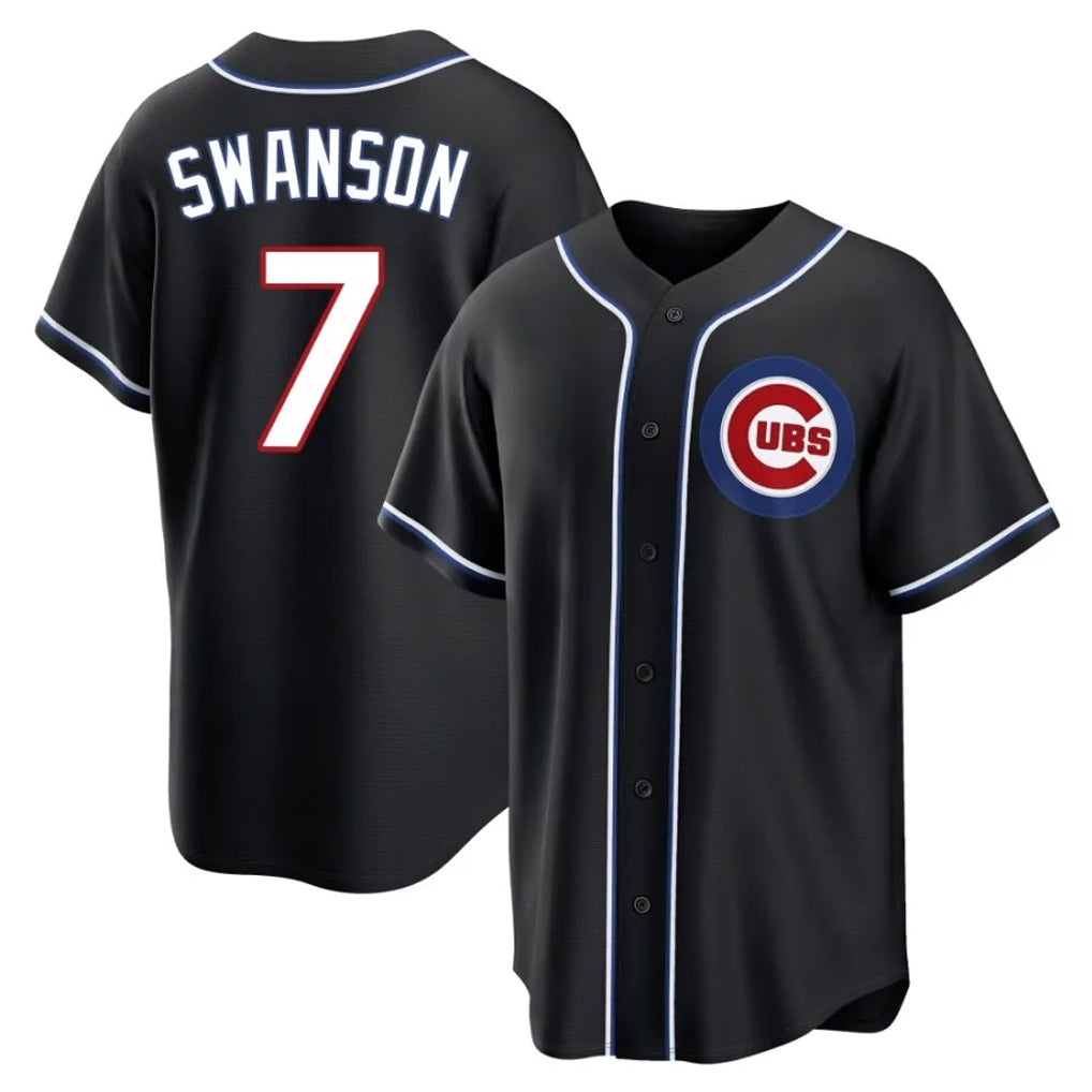 Mdoa C.Cubs #7 Dansby Swanson Player Black Fashion Out Game Stitched Jerseys