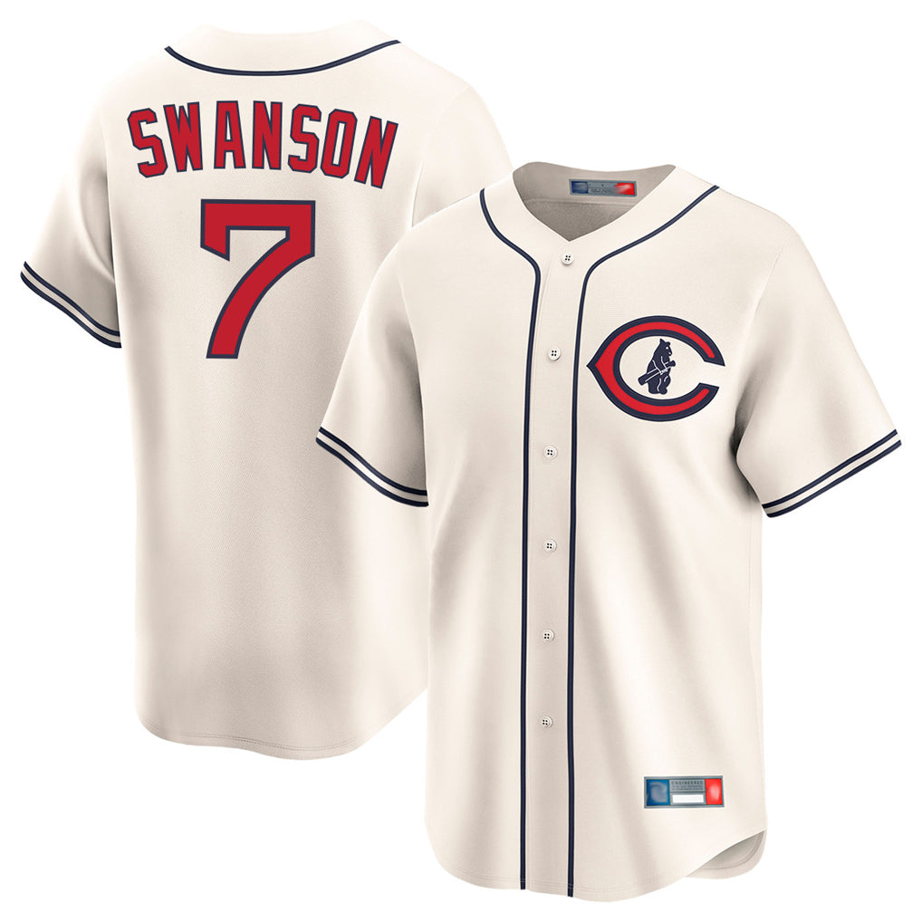 Mdoa C.Cubs #7 Dansby Swanson Player Cream Field of Dreams Limited Home Game Stitched Jerseys
