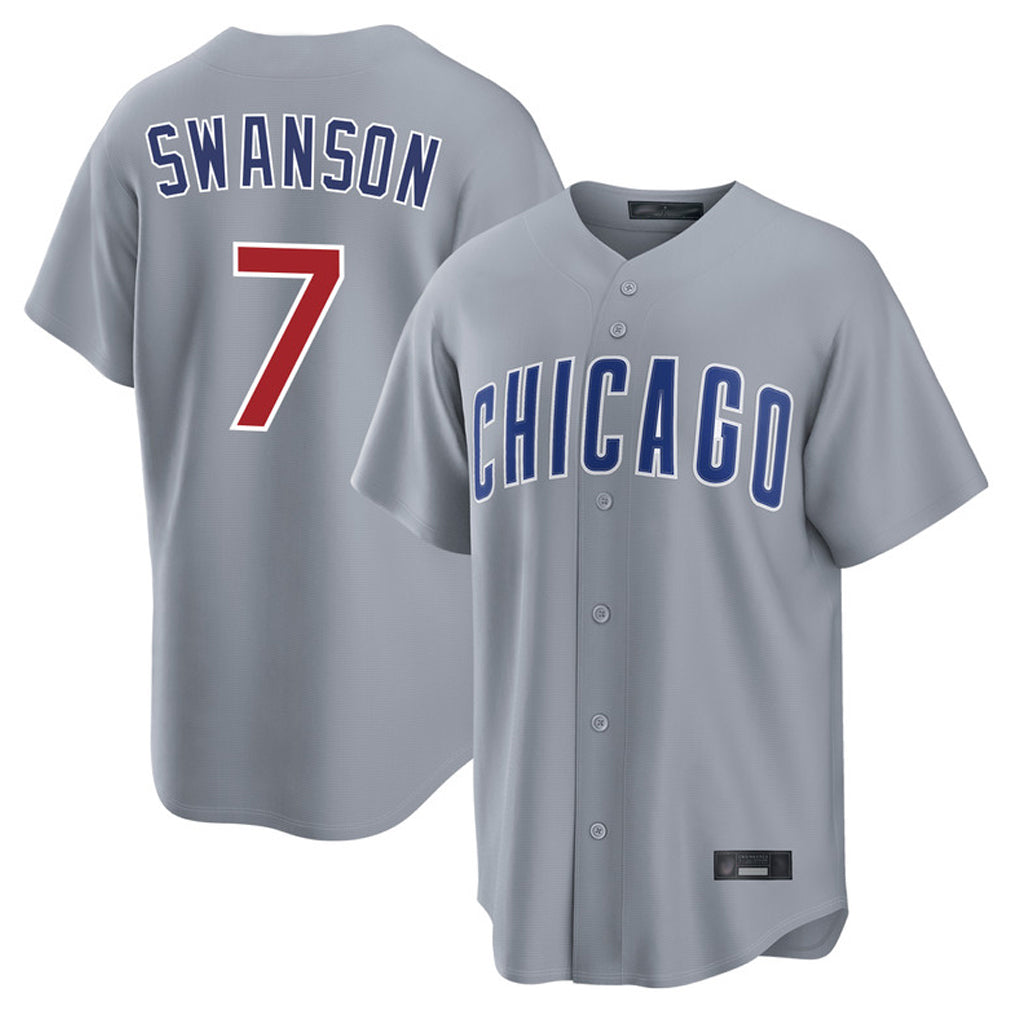 Mdoa C.Cubs #7 Dansby Swanson Player Gray Home Game Stitched Jerseys