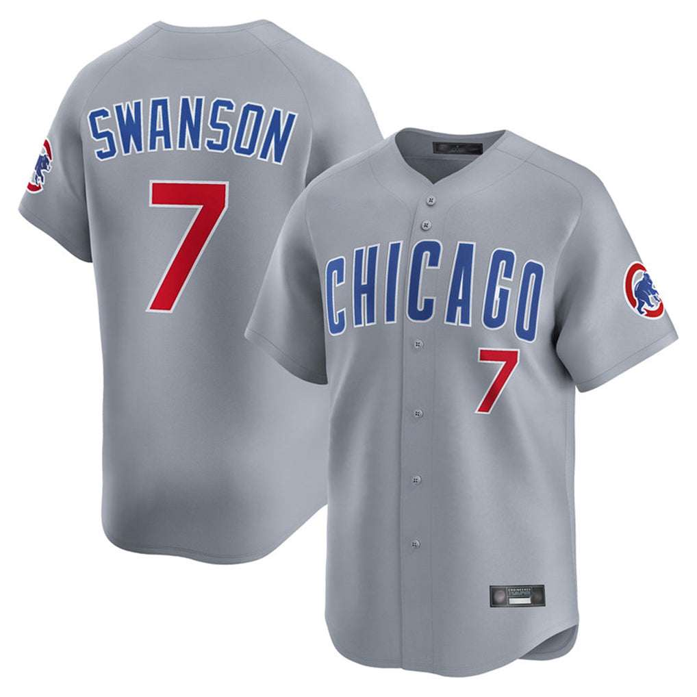 Mdoa C.Cubs #7 Dansby Swanson Player Gray Road Limited Home Stitched Jerseys